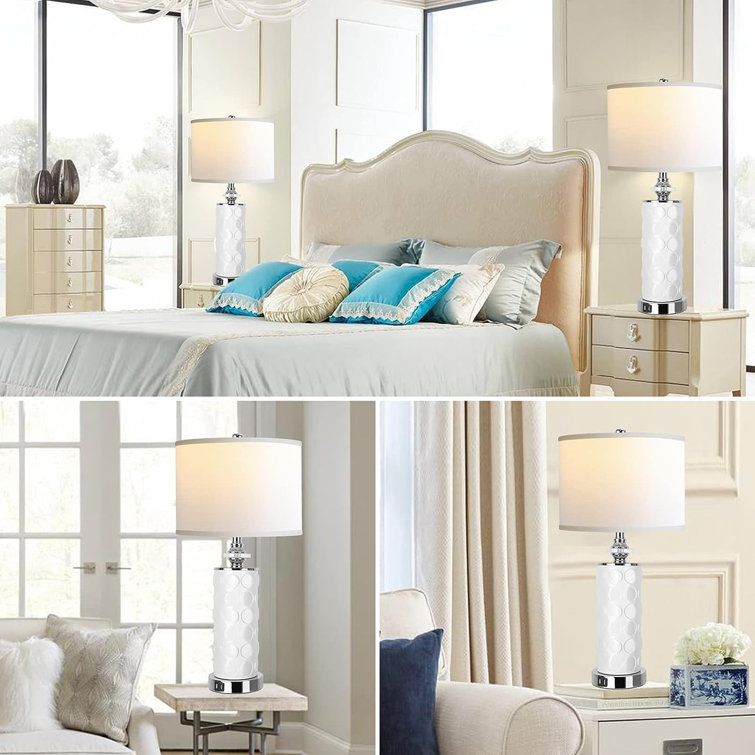 Orren Ellis Modern Ceramic Tall Table Lamps For Bedroom, Living Room